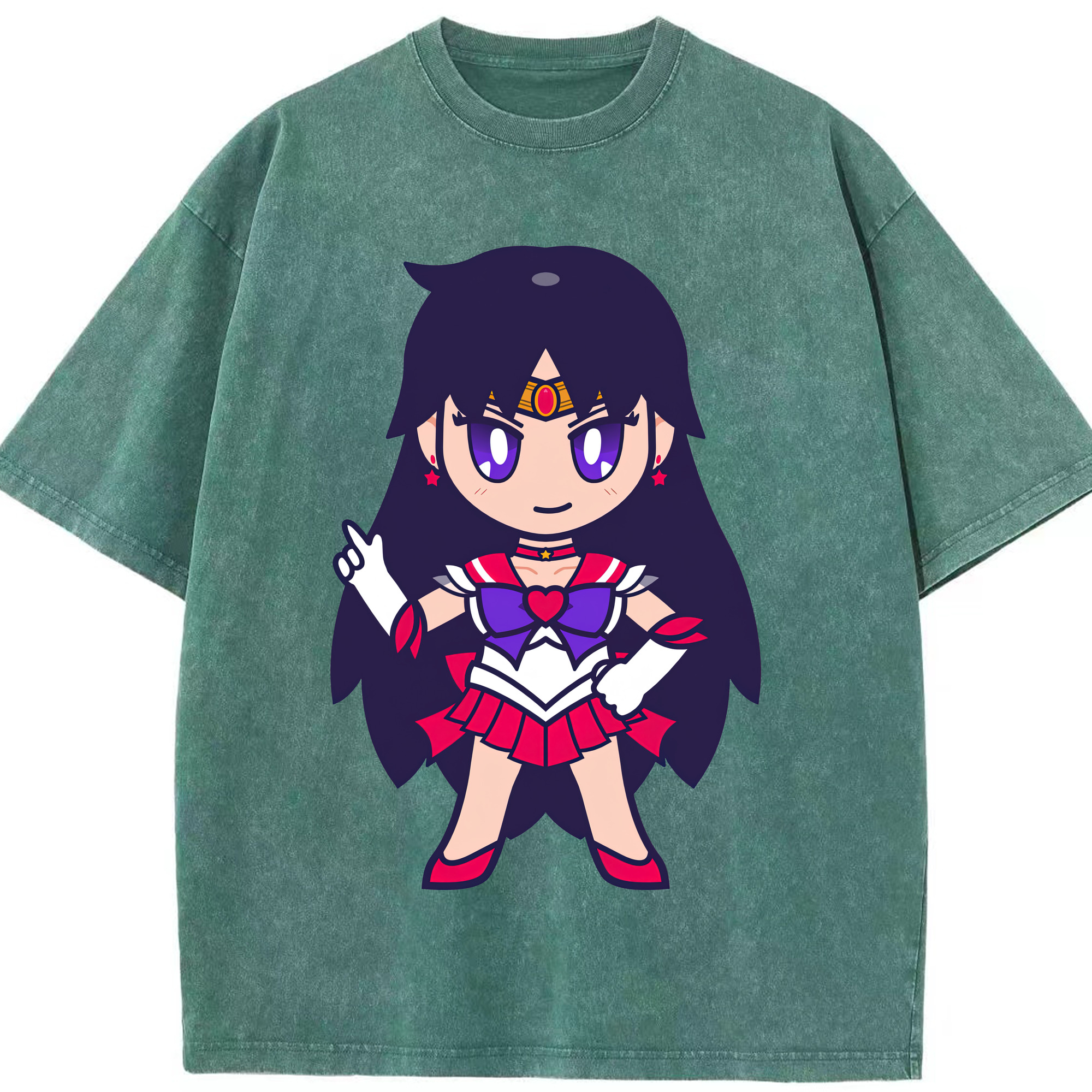 （画像用） 美少女戦士セーラームーン 火野レイ ひの レイ Sailor Moon Hino Rei （セーラーマーズ,Sailor Mars） 綿100% ヴィンテージ風 半袖Tシャツ（フロントプリント）